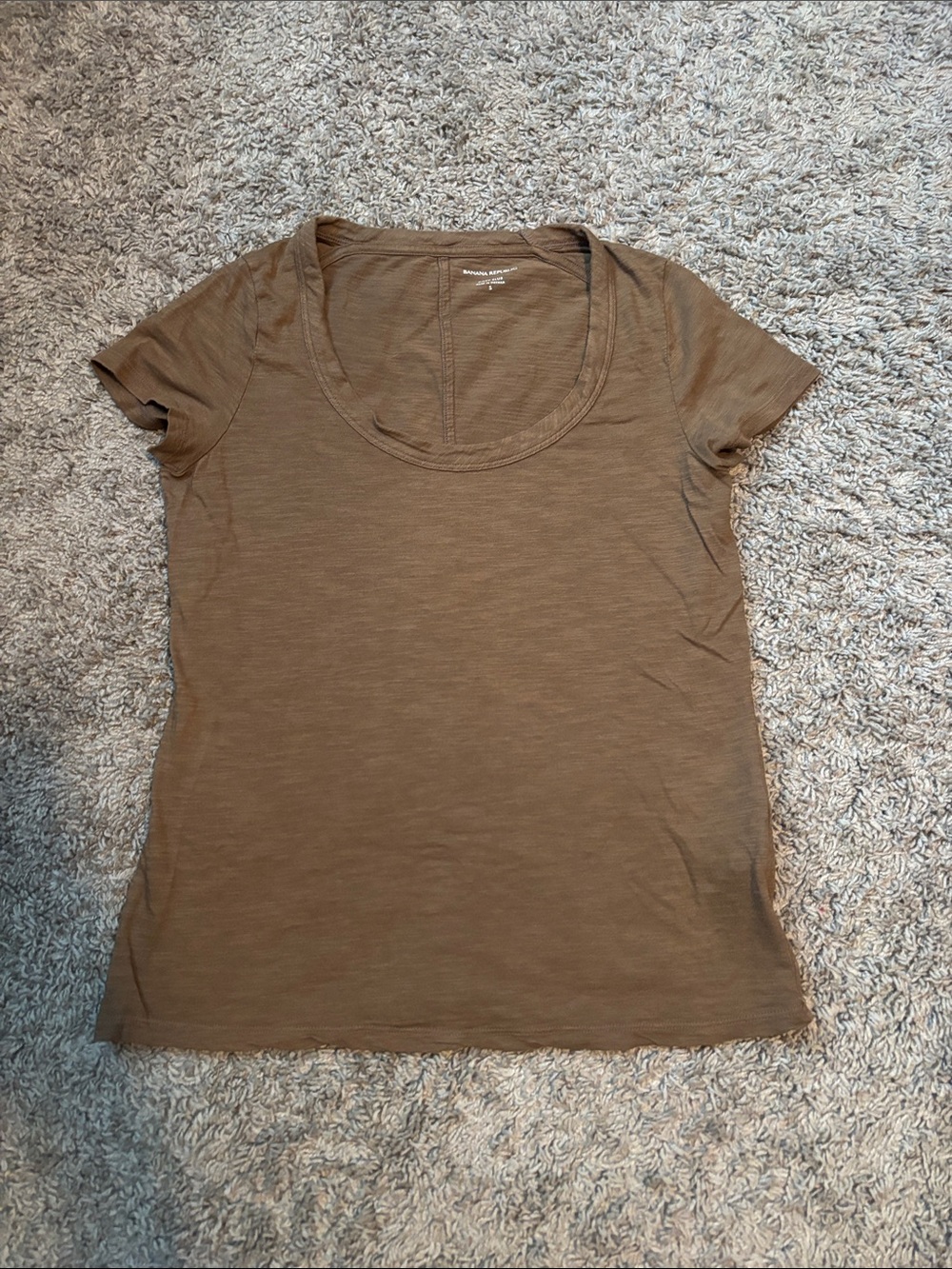 Banana Republic Olive Green Scoop Neck Cozy Slub Short Sleeve Tee